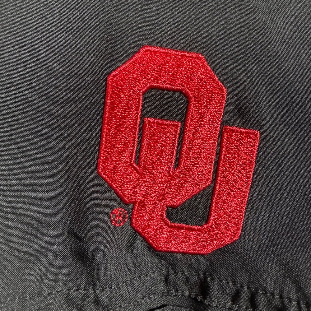 Antigua Oklahoma Sooners Shirt Mens Large Black Crimson Short Sleeve Button Down - Picture 3 of 9
